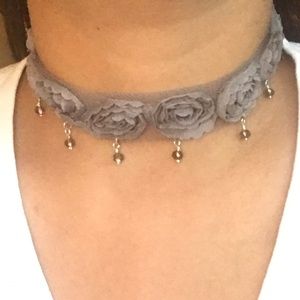 Lace Choker with Dangling Crystal Beads - Handmade